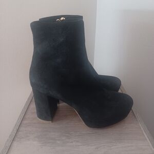 Mansur Gavriel Made In Italy Block Heel Suede Ankle Boots Sz 6.5 Authenticated